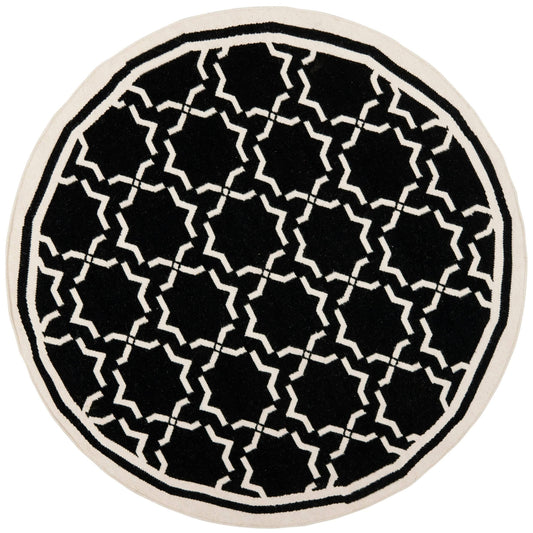 Safavieh Dhurries DHU545L 8& Round Black, Ivory Rug FYQ4_Q2LWK67