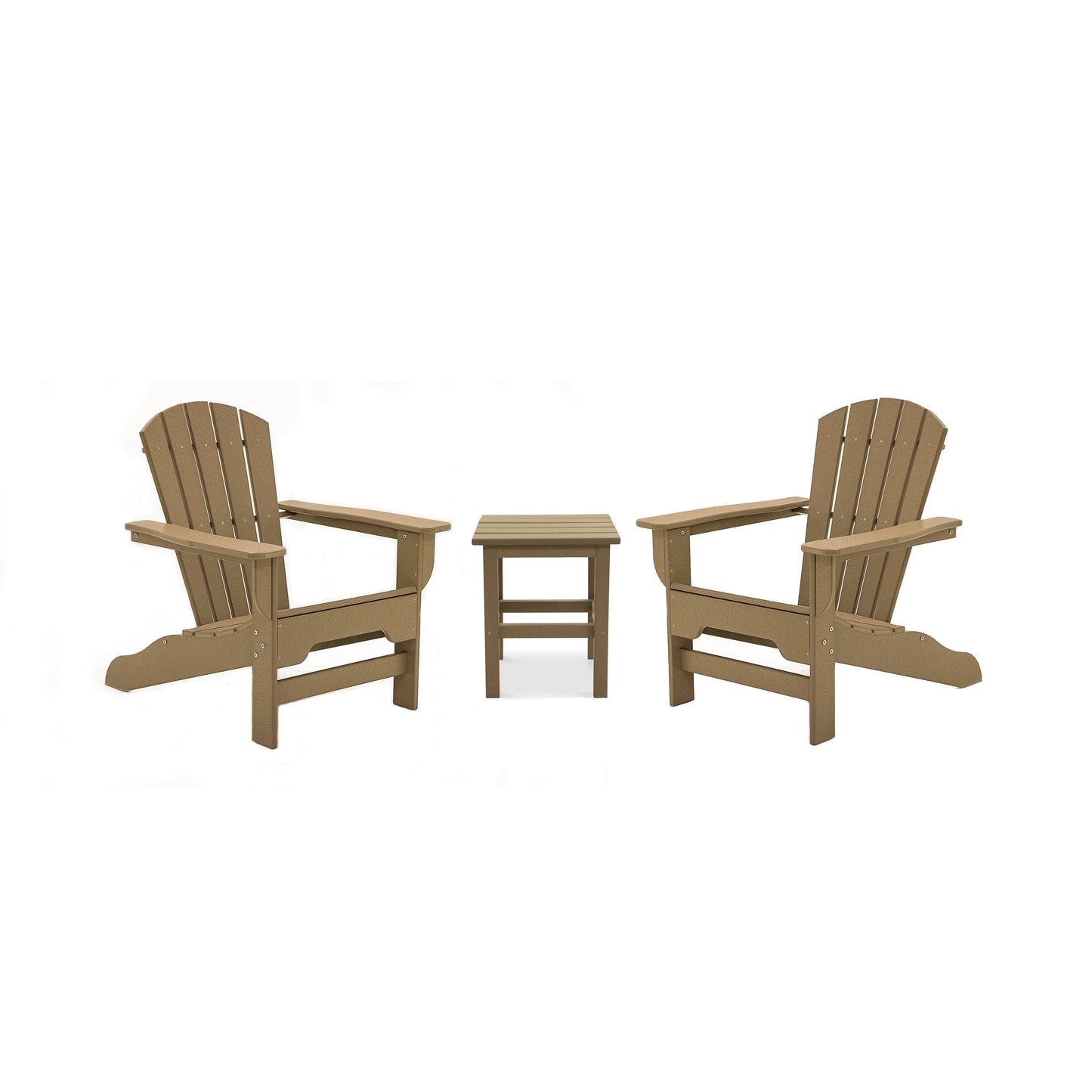 Hawkesbury 3-Piece Recycled Plastic Fanback Adirondack Chair with Side Table Set by Havenside Home - Weathered Wood DXK7_W3QTM49