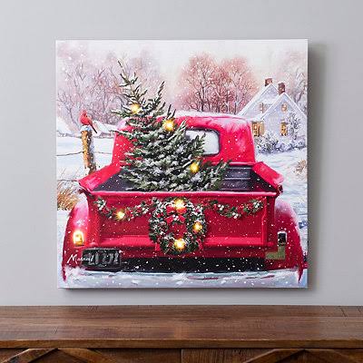 Christmas Truck and Cardinal LED Canvas Art Print HDD7_O5RUH78