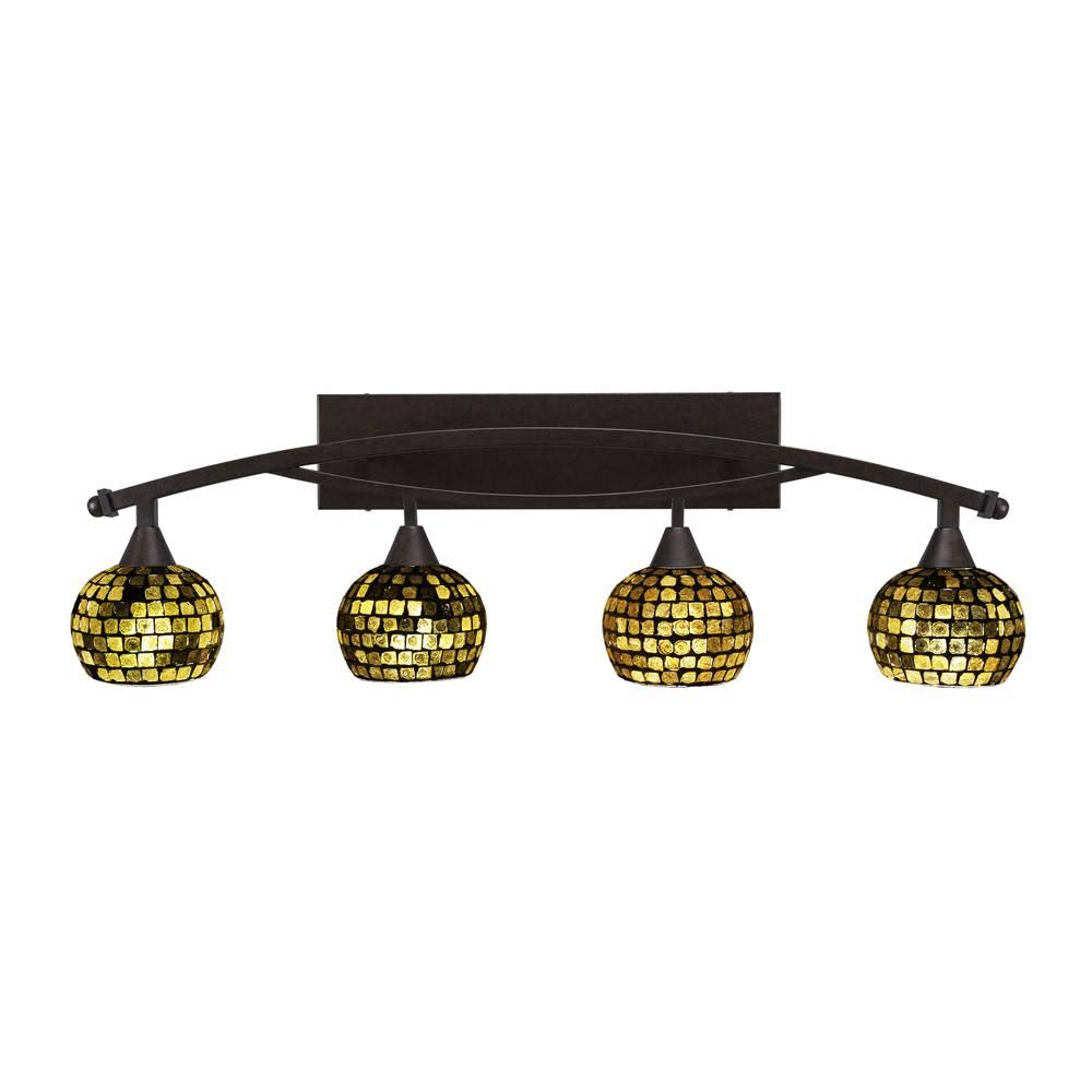 Toltec Lighting-174-BRZ-402-Bow - Four Light Bath Bar Bronze Finish with Copper Mosaic Glass MJU4_U2SLQ18