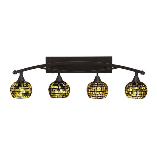 Toltec Lighting-174-BRZ-402-Bow - Four Light Bath Bar Bronze Finish with Copper Mosaic Glass MJU4_U2SLQ18