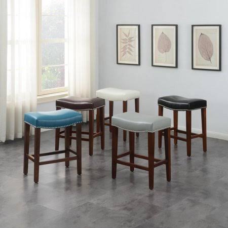 FOOING Leather Backless Barstool,Counter Stools 2 Pcs Set, Mens, Size: 19.9*13.2*26.2, Brown KTF0_U0KXC67