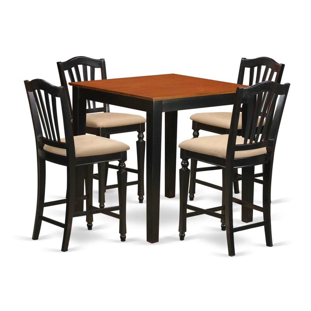 Counter Height Pub Table  4 Kitchen Chairs Warm Black HO289816 PQM1_A3JJD22