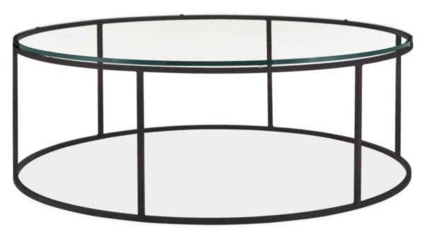 Room  Board | Modern Tyne 42 Diameter 15H Round Coffee Table | Clear Tempered Glass Top w/ Natural Steel Base MWO6_N1VZT26