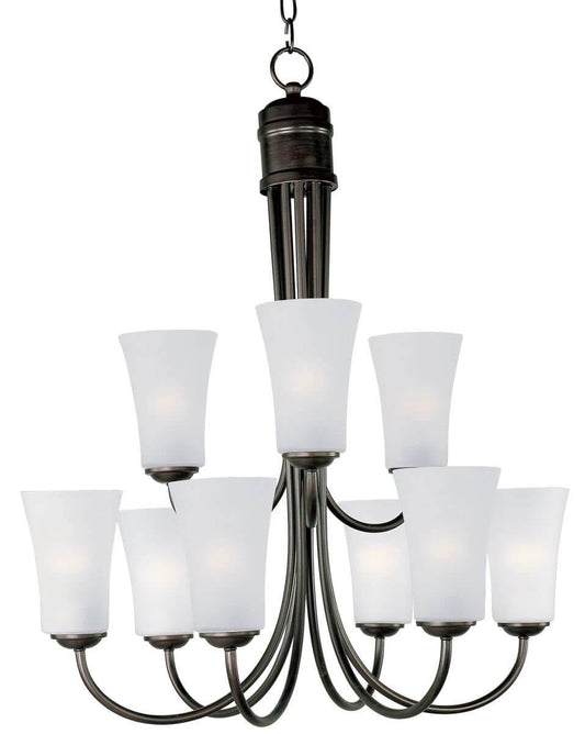 9 Light 29 inch Multi-Tier Chandelier in Oil Rubbed Bronze with Frosted Glass 237340 GZR2_T5AXQ37