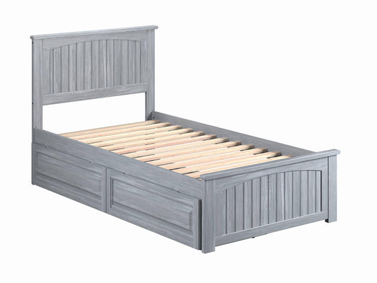 Atlantic Furniture Nantucket Twin Bed with Matching Footboard and Raised Panel Drawers in Driftwood GPA2_H3ZVU67