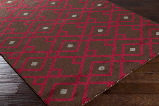 Weirsdale 9&3x22 x 12&6x22 Modern Geometric Brown Red Area Rug - Hauteloom OEF0_S6DJQ63