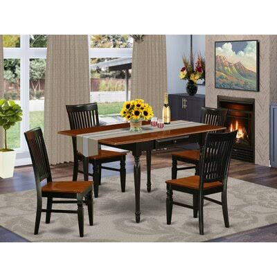 Cohasset Drop Leaf Solid Wood Dining Set Ophelia  Co. Table Top Color: Mahogany, Table Base Color: Black, Pieces Included:  XOI4_V8PSL76