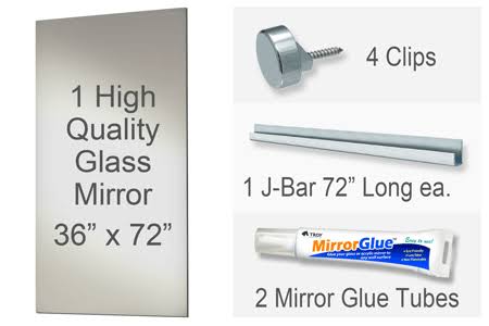 36x72 inch Rectangle MiraSafe Gym Mirror Kit - 1/4 inch Thick WIQ3_E7AMP97