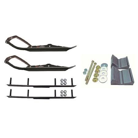 CA Pro Black BX Snowmobile Skis w/ 4 inch Round Bars Complete Kit 2012+ Rush/Pro RMK/Switchback/Assault IOB5_A8KQR93