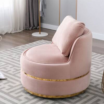 Pacey 32.2x22 Wide Velvet Swivel Barrel Chair Everly Quinn Fabric: Pink Velvet RBG1_M8NGL46