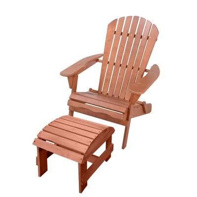 Almazan Solid Wood Folding Adirondack Chair with Ottoman Highland Dunes Color: Walnut EAT8_R4PGG24