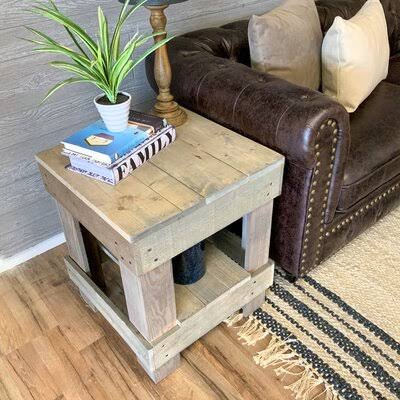 Coughlin Solid Wood End Table with Storage Foundry Select Color: Gray AZB0_R5QMX34