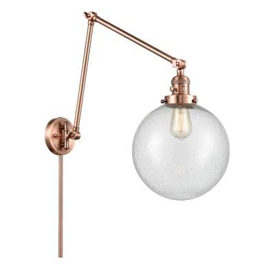 Maxwell 1 - Light Dimmable Swing Arm Greyleigh Finish: Antique Copper, Shade Color: Seedy, Size: 32x22 H x 10x22 W x 32x22 D JHO6_H5MZH21