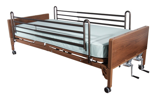 Drive Medical Multi Height Manual Hospital Bed with Full Rails and Foam Mattress LGN5_G6EQO31