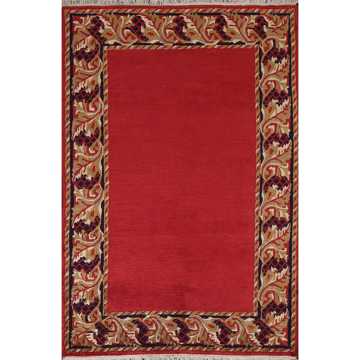 Bordered Nepal Tibetan Oriental Area Rug 4x5 ZOC1_J9CBI67