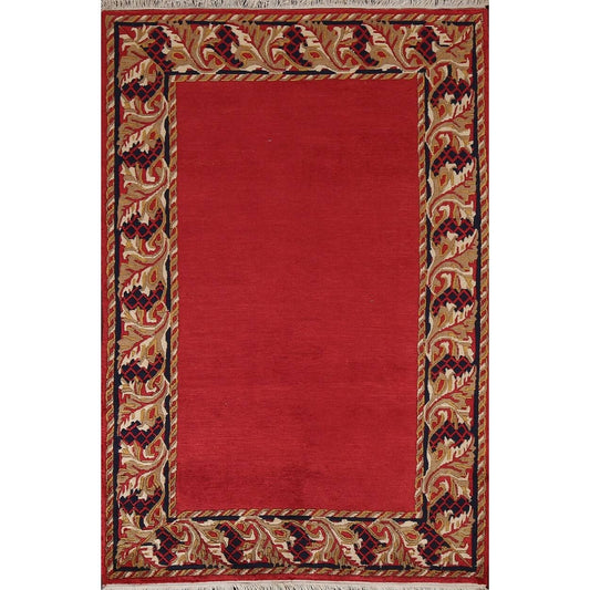 Bordered Nepal Tibetan Oriental Area Rug 4x5 ZOC1_J9CBI67