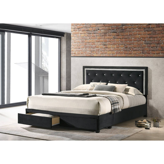 Dark Grey Velvet Uph. Storage Platform Bed, Queen Size FVZ8_M8DFK67