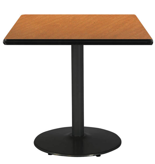 KFI 36x22 Square Breakroom Table with Medium Oak Top Round Black Base CSG9_O9CVS54