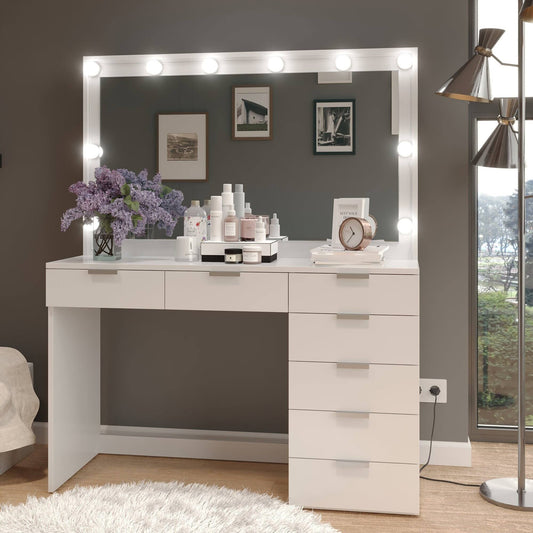 Boahaus Diana Dressing Table, Light Bulbs - White ADK5_V4NED41