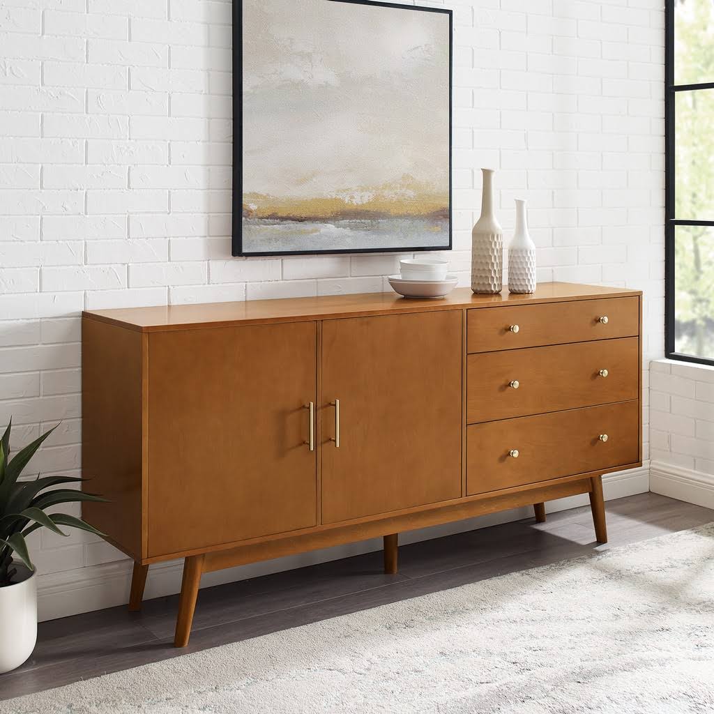 70x22 Mid Century Modern 3 Drawer, 2 Door Sideboard - Acorn - Walker Edison BU70MCM3DAC HCU7_L8INC74