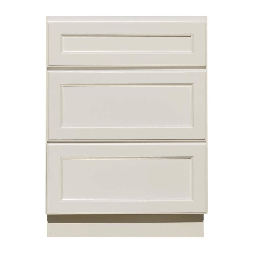 Lifeart Cabinetry Newport Ready to Assemble 18x34.5x24 in. Base Cabinet with 3 Drawers in Classic White CNS2_Y9EOE37