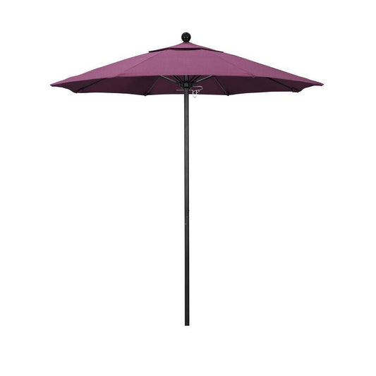 California Umbrella 7.5 ft. Stone Black Aluminum Market Patio Umbrella with Manual Lift and Fiberglass Ribs in Iris Sunbrella AZI9_V1AQB48