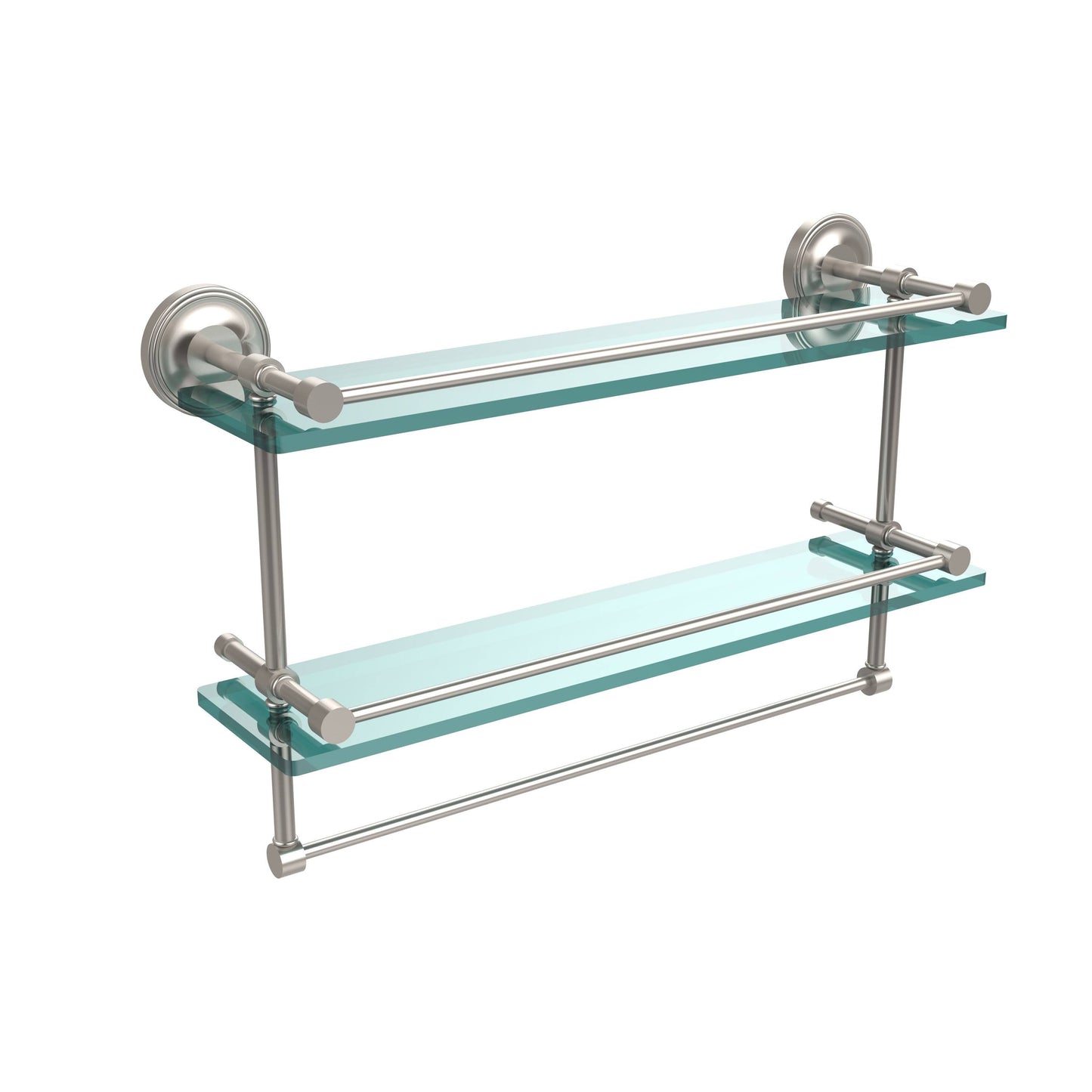 Allied Brass 22x22 Gallery Double Glass Shelf with Towel Bar Polished Brass QOC6_W1YTI45