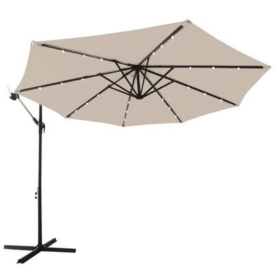 10ft Patio Offset Lighted Hanging Cantilever Umbrella for Backyard,Poolside, Garden and Lawn, Arlmont  Co. Fabric Color: Be WQM0_T9TDF08