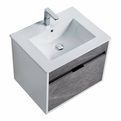 Kynlyn 24x22 Wall-Mounted Single Bathroom Vanity Set Orren Ellis Base Finish: Slate Gray Marble WNN7_B6SSC39