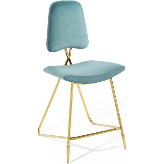 Modway Ponder Performance Velvet Counter Stool - Sea Blue PSQ2_L4DDK75