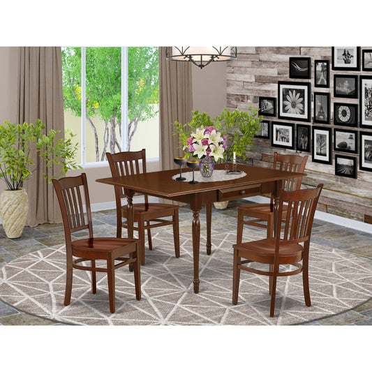 East West Furniture Monza 5-Piece Wood Dining Table Set in Mahogany - Mzgr5-mah-w SIH5_X8QBT55