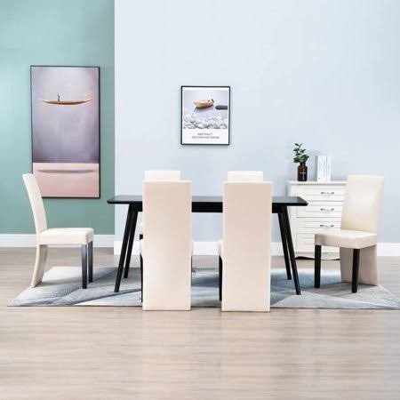 Mixfeer Dining Chairs 6 Pcs Cream Faux Leather, Size: 18.5 RMU4_P2FMB13