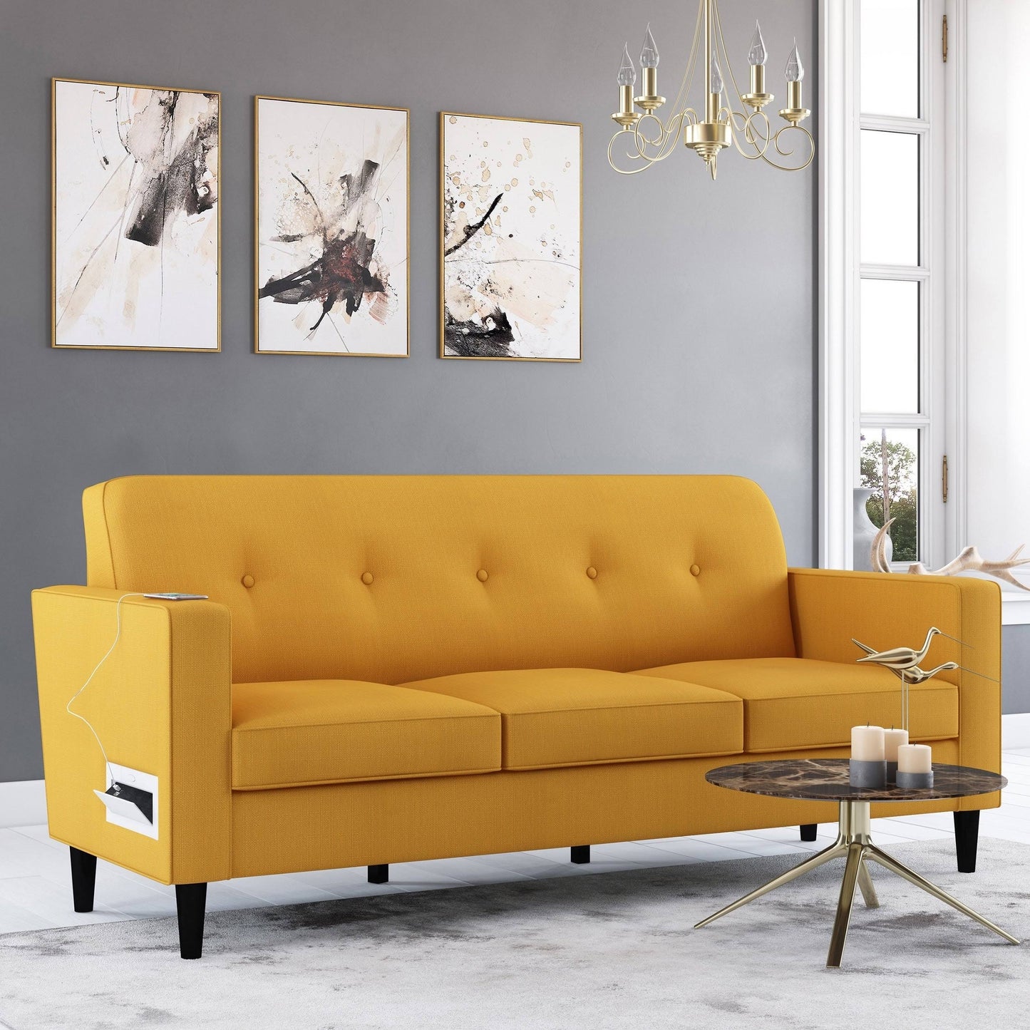 Copper Grove Larkin Sofa with USB and Power Ports - Mustard Yellow RSI6_Q0TNH66