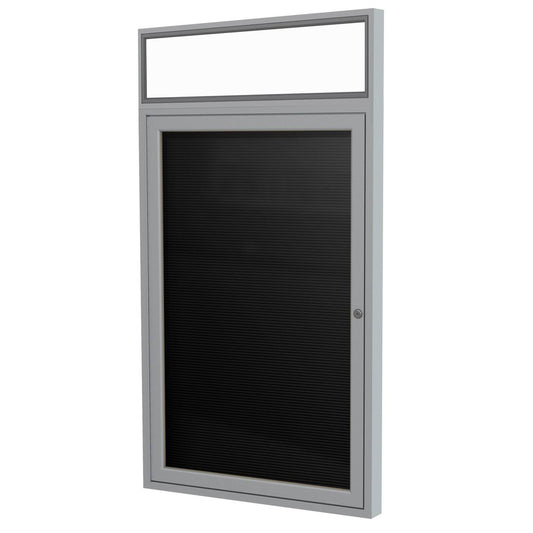 Ghent PABX3-BK 36 in. x 30 in. 1-Door Satin Alum Frame with Headliner Enclosed Black Changeable Letterboard BCU3_U5IOS95