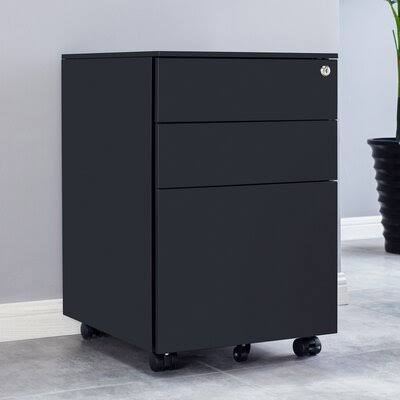 Practical File Cabinet with Wheels, Black Inbox Zero Color: Black DJO9_D5ACL75