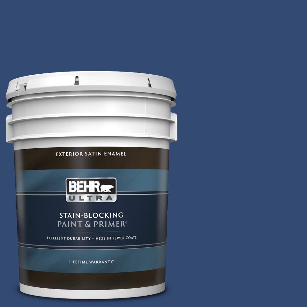 BEHR Ultra 5 gal. #S-H-580 Navy Blue Satin Enamel Exterior Paint  Primer YVO2_B3YFB30