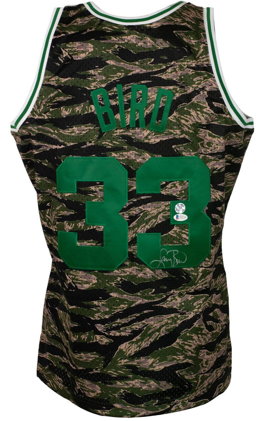 Larry Bird Signed Camo Mitchell  Ness Jersey Bird Hologram+BAS Itp CFW1_K1HHS88