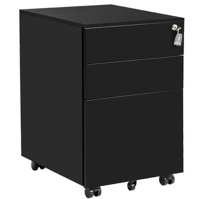 3-Drawer Mobile Metal Lockable Under Desk Vertical Filing Cabinet Inbox Zero Color: Black MRI6_X5WHV96