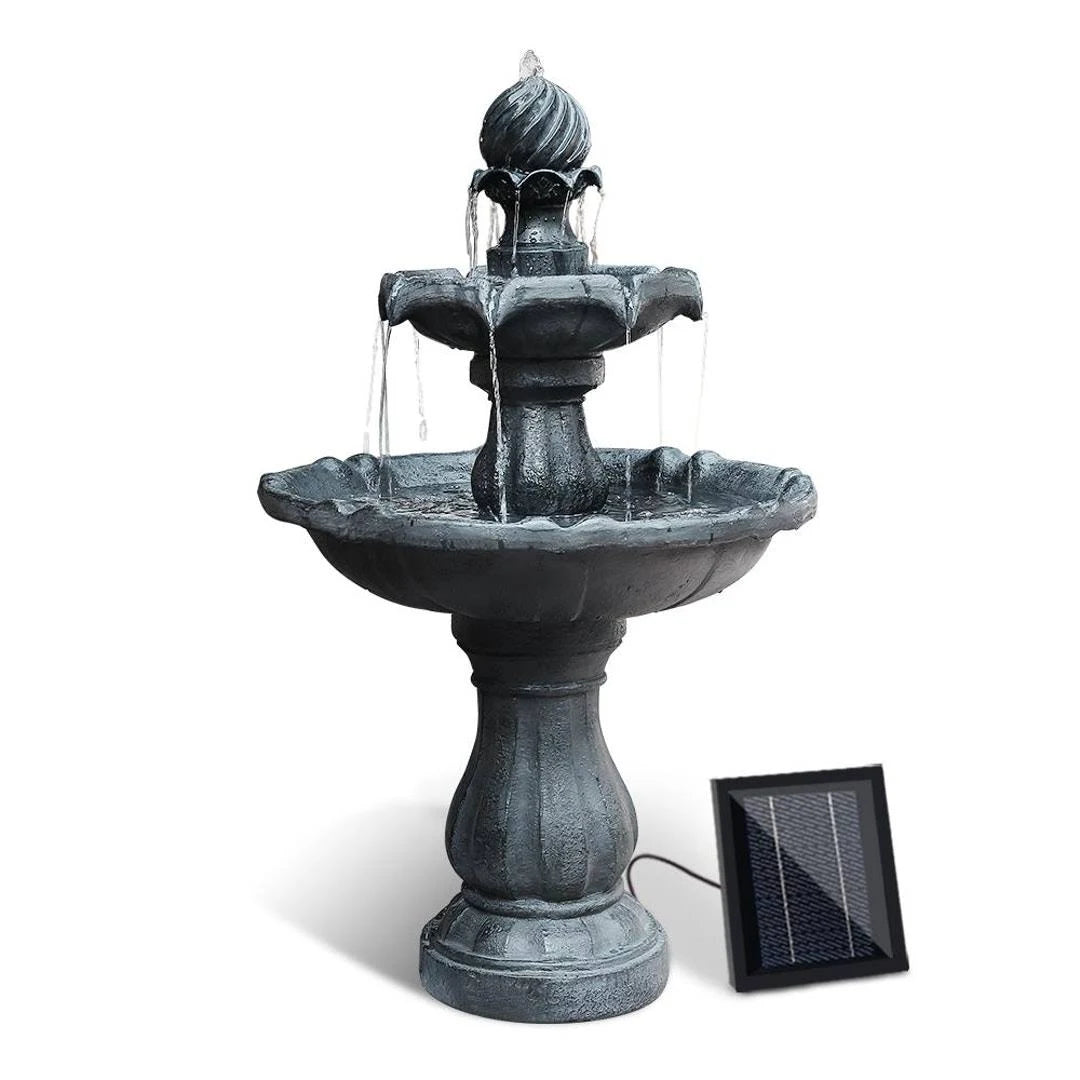 Gardeon 3 Tier Solar Powered Water Fountain - Black TJY2_D8KST95