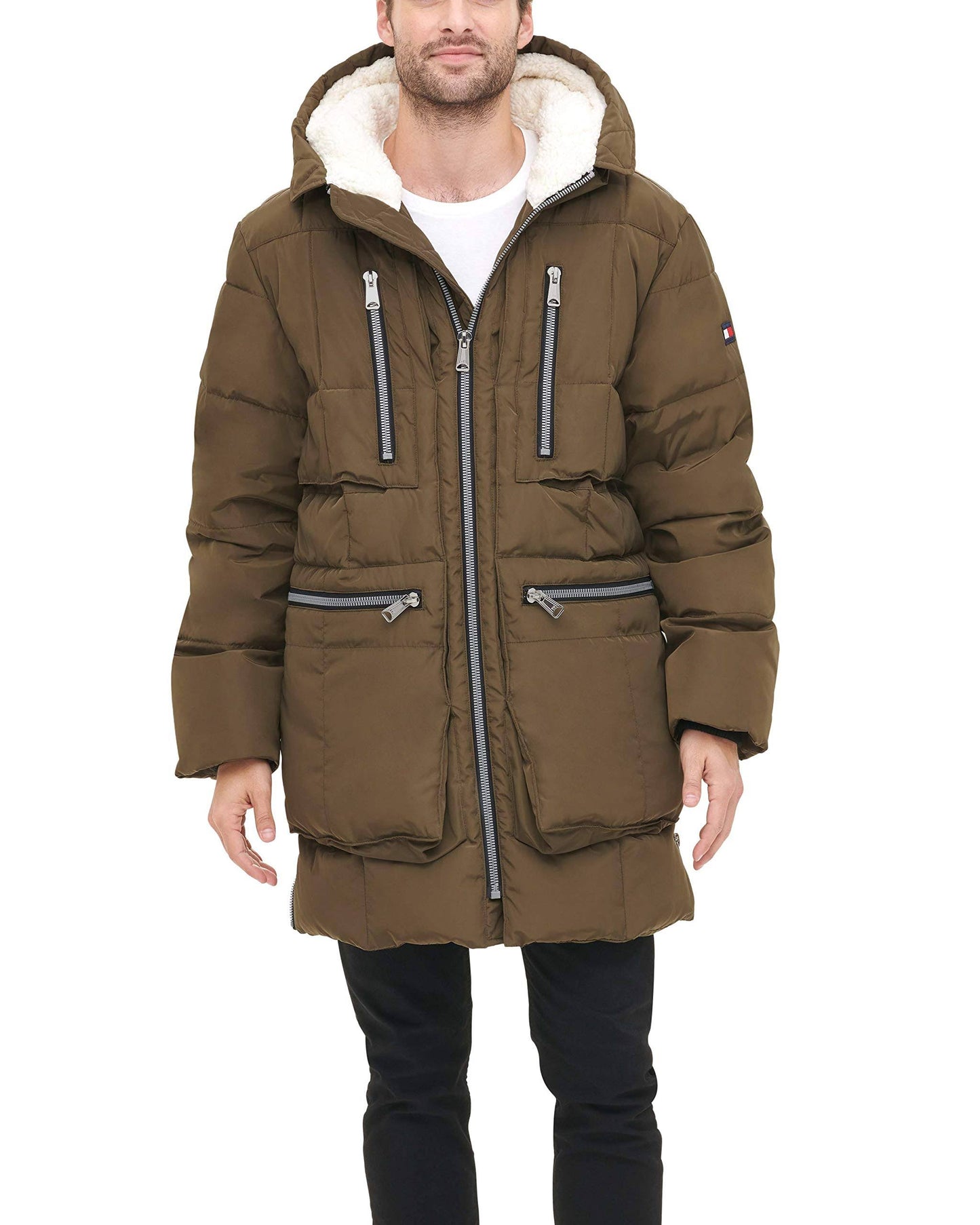 Tommy Hilfiger Mens Hooded Parka Jacket - Olive SQZ6_X3MTO39