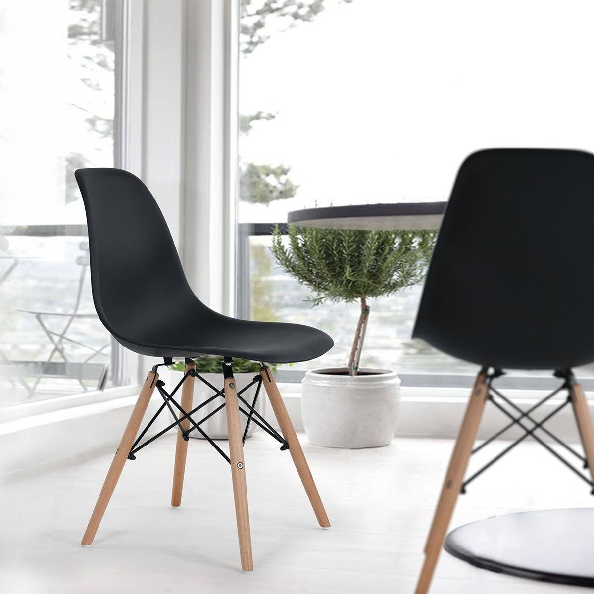 TiramisuBest 6 Pcs Moden Simple Plastic Dinning Chair for Kitchen - Black GRY6_B2JXO06