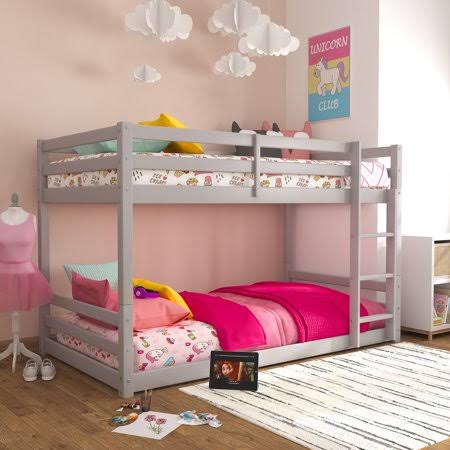 Campbell Wood Twin Over Twin Floor Bunk Bed, Gray, by Hillsdale Living Essentials, Size: Twin Bunk Bed RGU2_C8NFF91