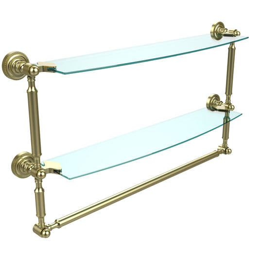 Allied Brass Dottingham Collection 24x22 Two Tiered Glass Shelf with Integrated Towel Bar Satin Brass TNU8_G8PCQ36