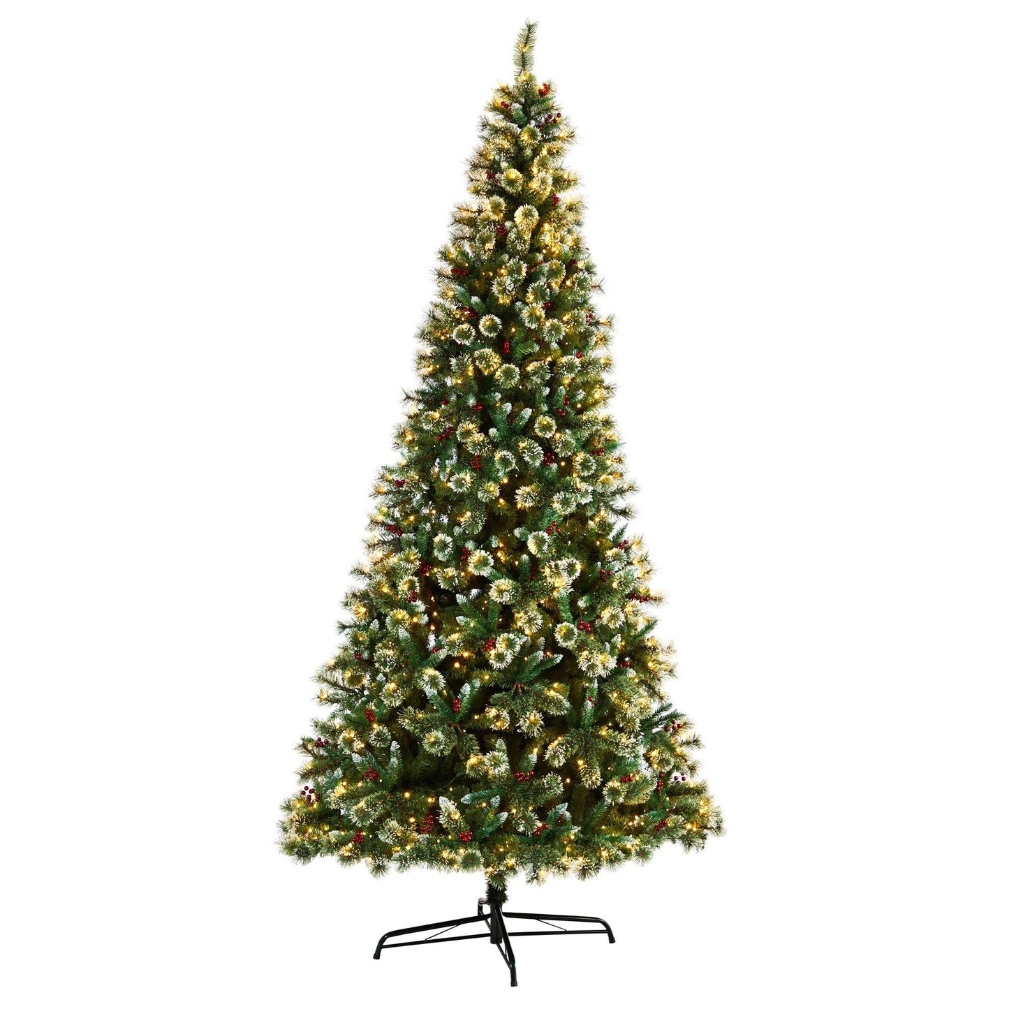 10 Frosted Swiss Pine Artificial Christmas Tree with 850 Clear LED Lights and Berries by Nearly Natural OIE2_Q9CEN77