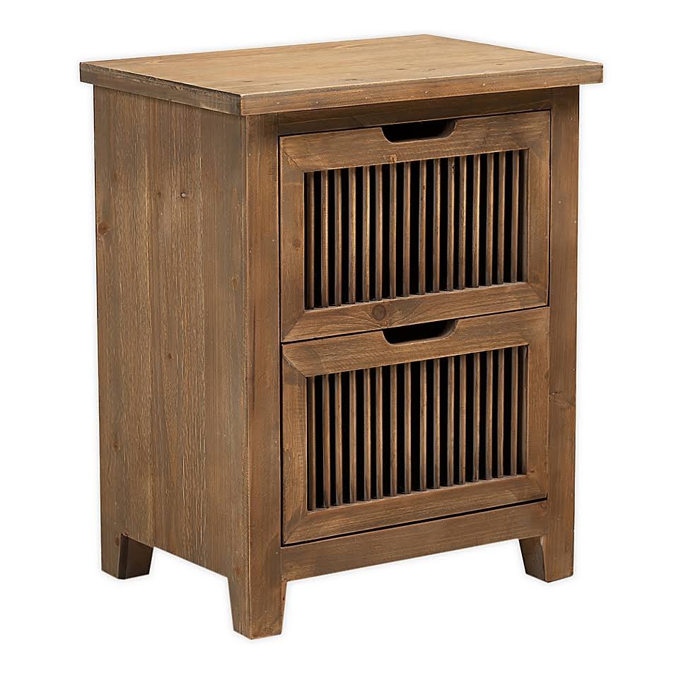 Baxton Studio Vladka 2-Drawer Wood Spindle Nightstand Brown HVG4_I2SYV02