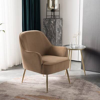 26x22 Wide Velvet Armchair with Adjustable Legs Mercer41 Body Fabric: Brown Velvet ALH3_U7MUI20