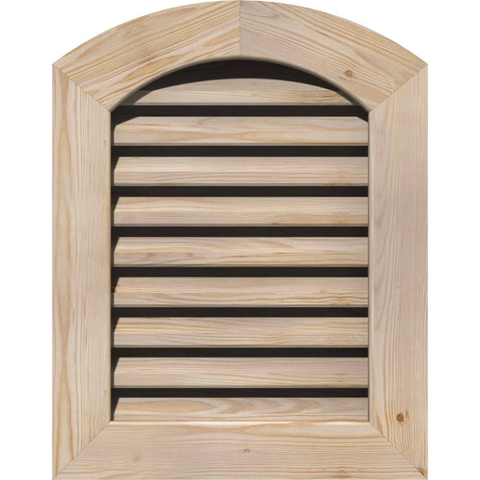 Ekena Millwork 20-in W x 28-in H Arch Top Gable Vent (25-in W x 33-in H Frame Size): Unfinished, Functional, Smooth Pine Gable V OTP4_S7WYM38