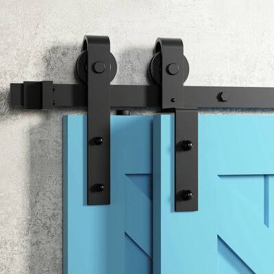 Single Bypass Double Door Barn Door Hardware Kit Vancleef Track Length: 192 in. SYV5_F3MVW48