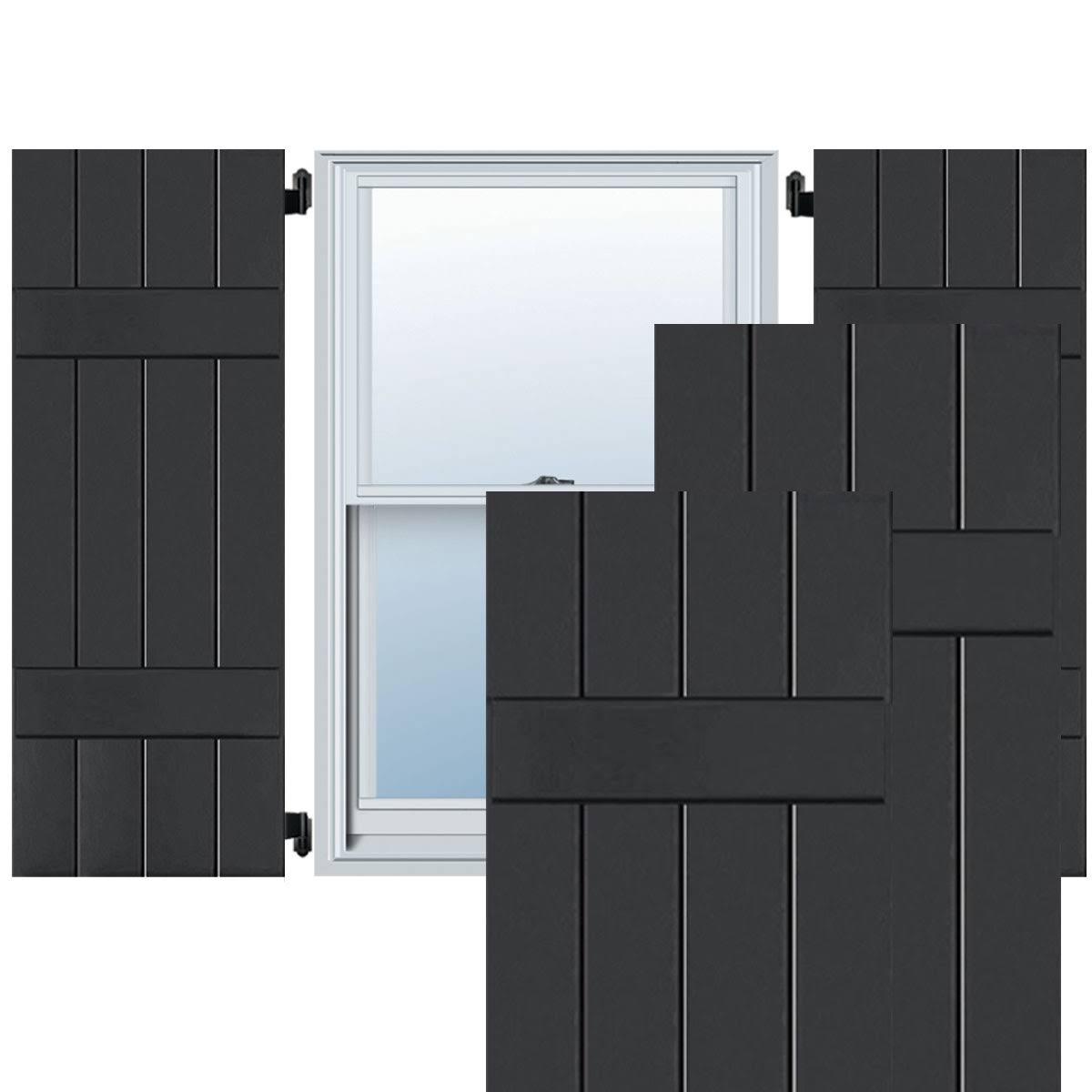 Ekena Millwork 2-Pack 15-in W x 28-in H Black Board and Batten Wood Western Red Cedar Exterior Shutters | RWB15X028BLW RMT5_K7NVH79